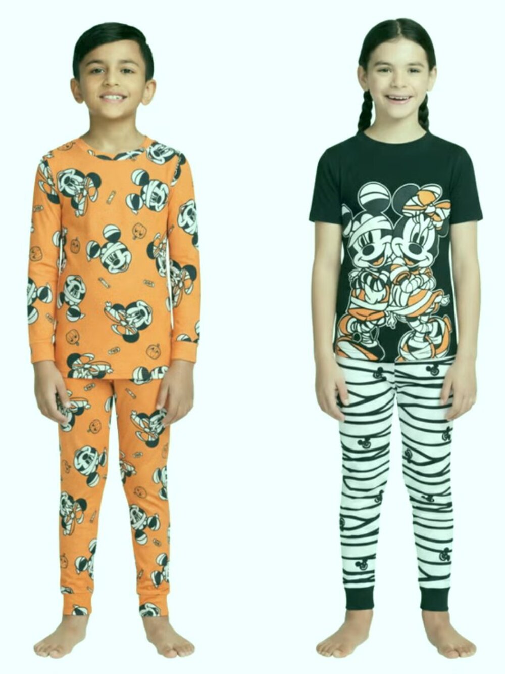 NWT Disney Mickey Minnie Mummy 4pc Glow Dark Halloween Pajama Set Kids Sz 4T